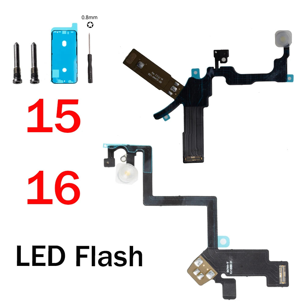 1set LED Flash Flex Cable For iPhone 16 Plus 15 Pro Max 14 13 Mini Proximity LED Light Sensor Ambient Flashlight iPhone phone repair parts
