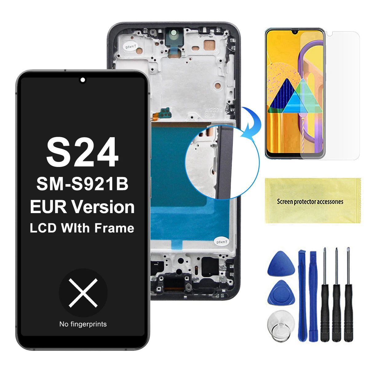 For Samsung S24 4G 5G Tested S24 For S921B SM-S921B/DS SM-S921U LCD Display Touch Screen Digitizer Assembly Replacement Samsung phone repair parts
