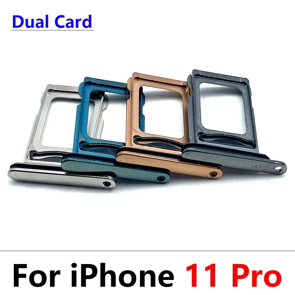 10Pcs, Dual SIM Card Slot SD Card Tray Holder Adapter For iPhone 11 12 13 14 15 16 17 Pro Max Mini Plus iPhone phone repair parts