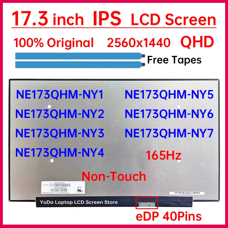 17.3" LCD Screen NE173QHM-NY1 NE173QHM-NY2 NE173QHM-NY3 NE173QHM-NY4 NE173QHM-NY5 NE173QHM-NY6 NE173QHM-NY7 Display Matrix Panel Laptop screen replacement