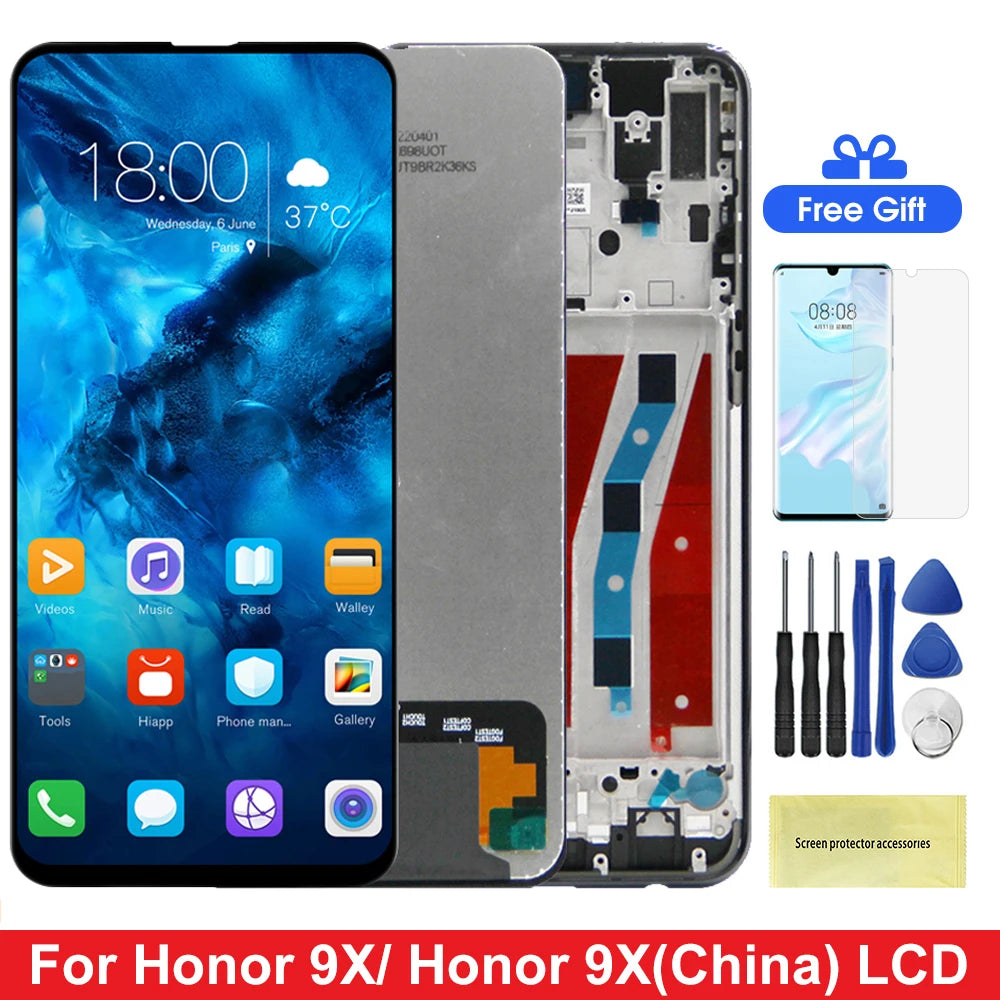 6.59" Screen Assembly for Honor 9X STK-LX1 Lcd Display Digital Touch Screen with Frame for Honor 9X (China) HLK-AL00 HLK-TL00 Honor phone repair parts