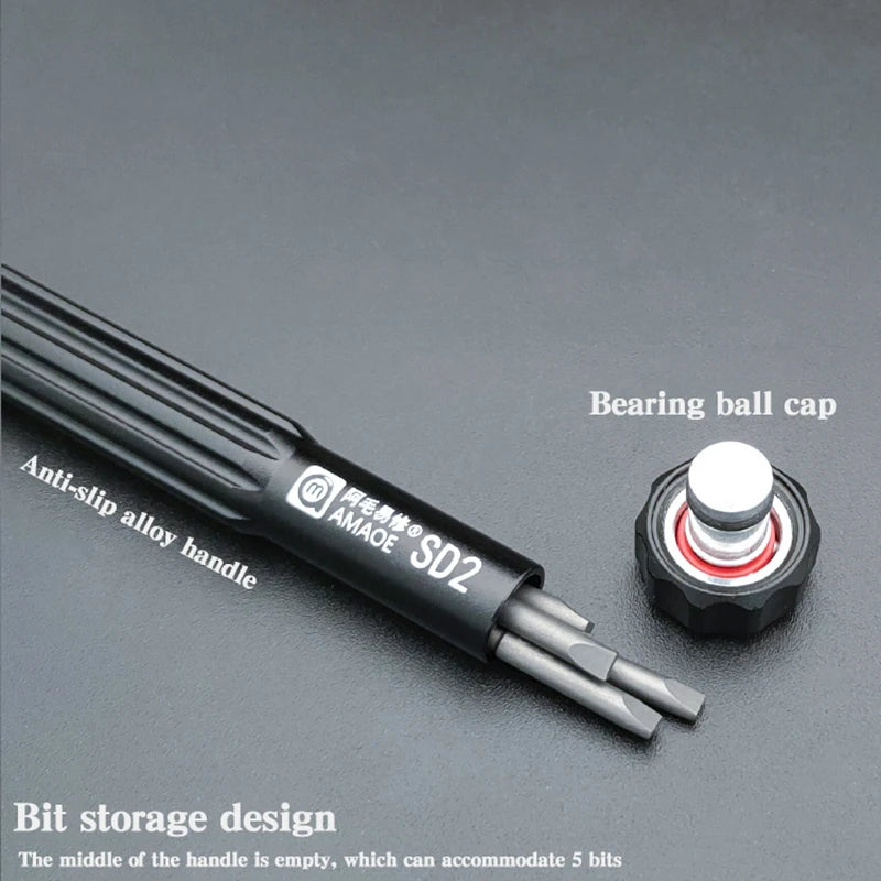 AMAOE SD2 Precision Screwdriver Torx Pentalobe Tri Wing Magnetic S2 Steel Bits Screw Driver for Camera Watch Mobile Phone Repair Professional Repair Tools