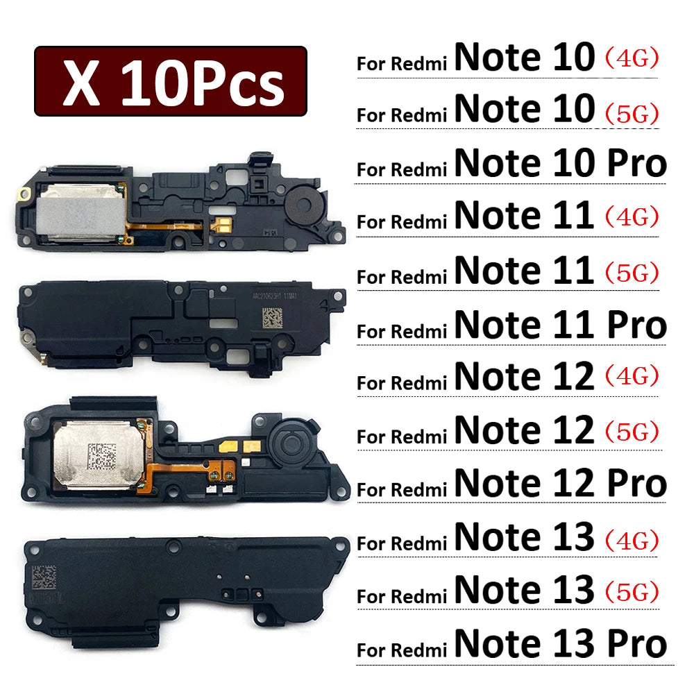10Pcs, Loudspeaker bottom Loud Speaker Sound Buzzer Ringer Flex Cable For Xiaomi Redmi Note 10 10s 11 11s 12 12s 13 Pro 4G 5G  Xiaomi  Xiao mi phone repair parts