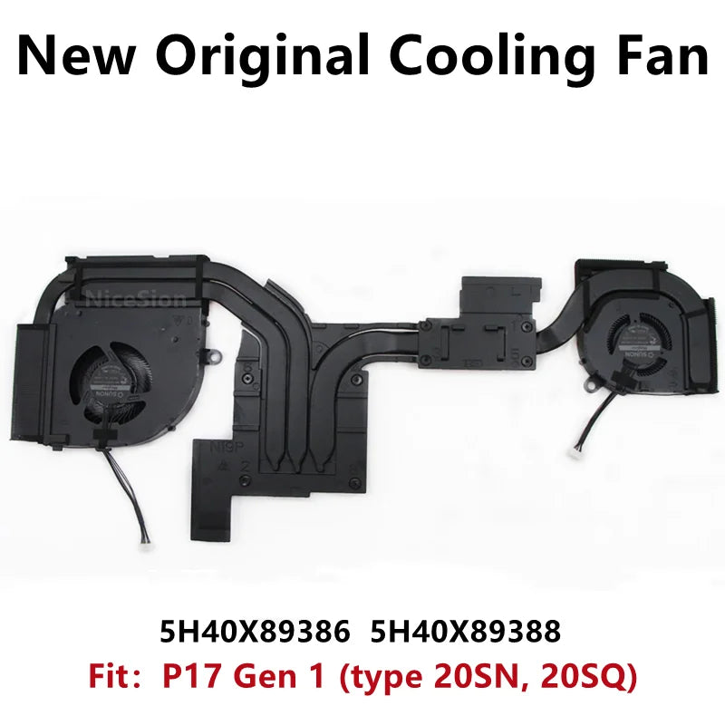 New Original For Laptop Lenovo Thinkpad P17 Gen1 CPU Cooling Fan Heatsink Cooler Radiator N19P FRU PN:5H40X89386 5H40X89388 Lenovo laptop repair parts