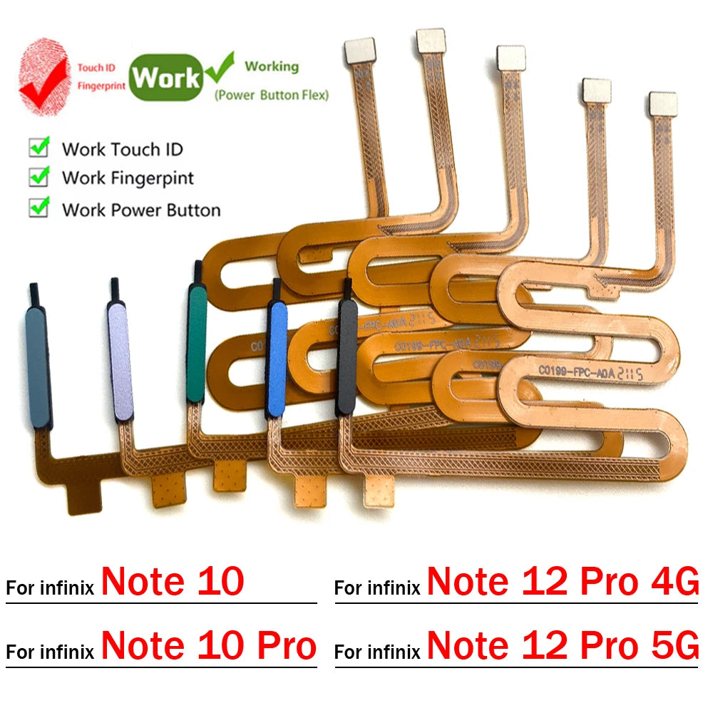 Fingerprint Home Button Fingerprint Menu Return Key Recognition Sensor Flex Cable For infinix Note 10 12 Pro 4G 5G  infinix phone repair parts