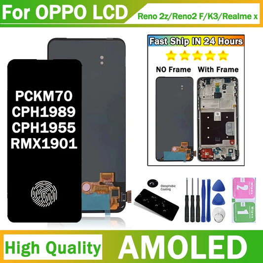 OLED LCD For OPPO Reno2 Z / Reno2 F / K3 / Realme X LCD With Touch Screen Digitizer Assembly Reno 2F / Reno 2Z Replacement Parts Oppo phone repair parts Realme phone repair parts