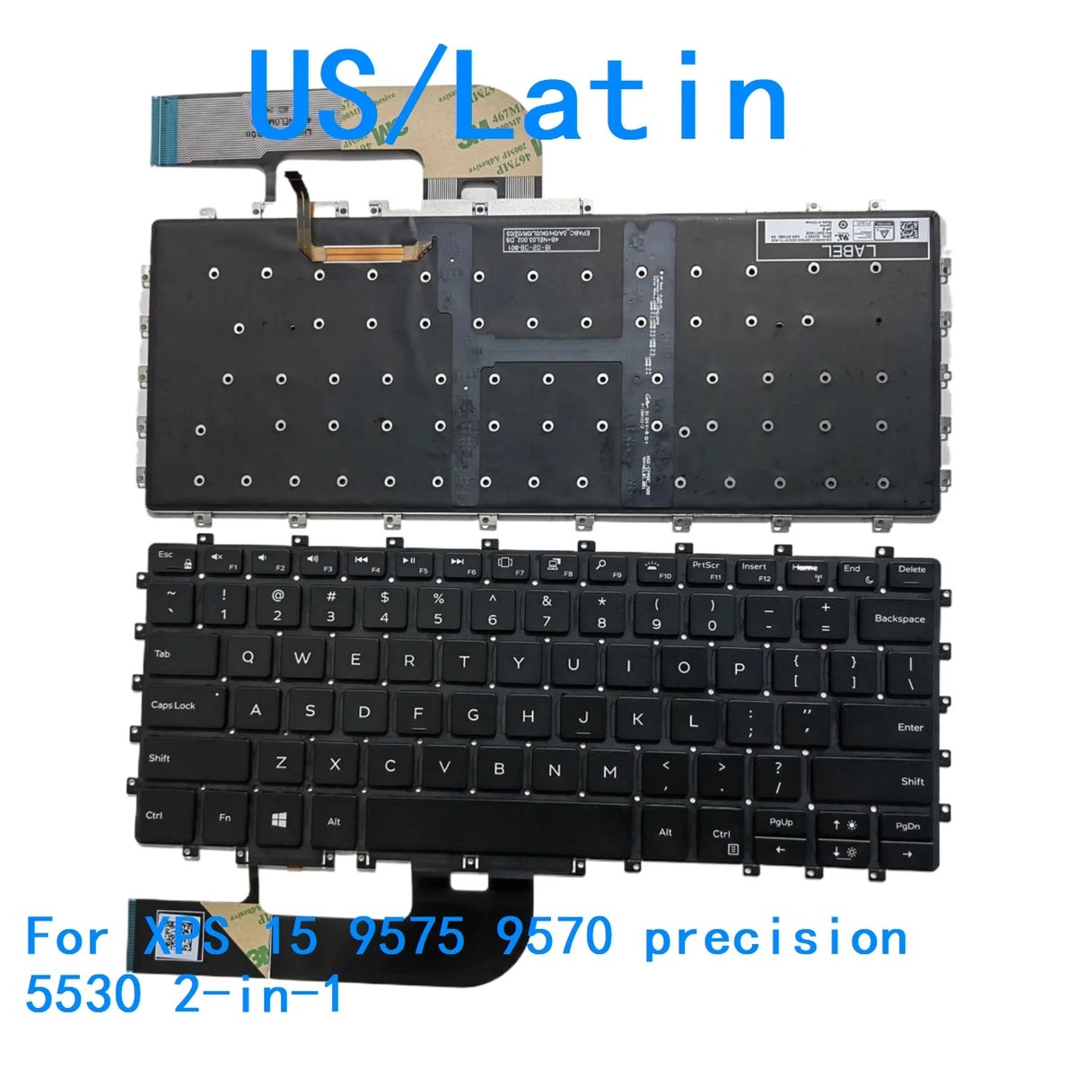 New US Latin Language  Backlit Keyboard For Dell XPS 15 9575 9570 precision 5530 2-in-1 Replacement Keyboard NSK-EPABC 0847TG DELL laptop repair parts