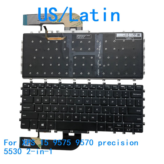 New US Latin Language  Backlit Keyboard For Dell XPS 15 9575 9570 precision 5530 2-in-1 Replacement Keyboard NSK-EPABC 0847TG DELL laptop repair parts