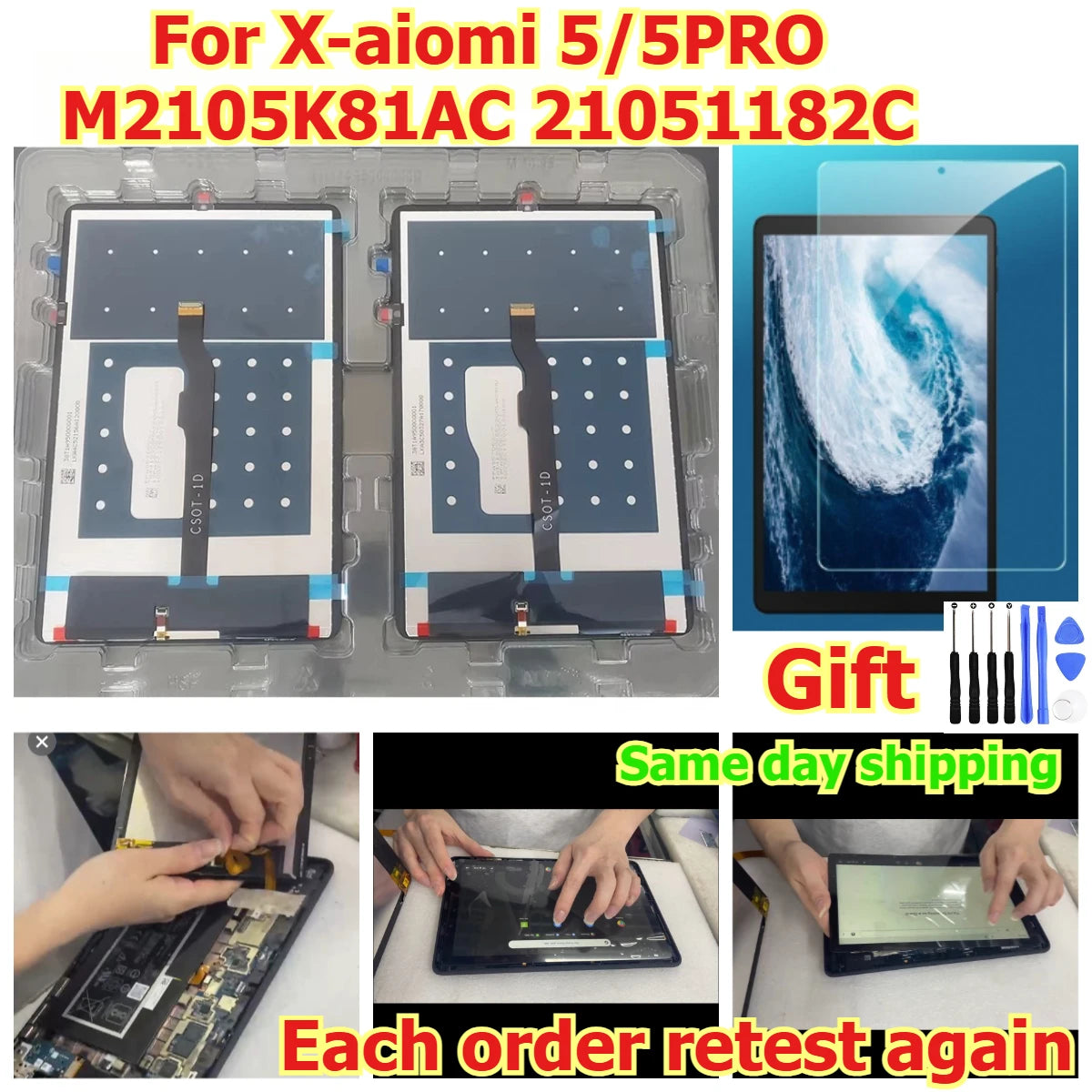 100% tested Tab lcd touch screen display panel for Xaiomi pad 5PRO M2105K81AC 21051182C digitizer glass lcd assembly Xiaomi Tablet repair parts