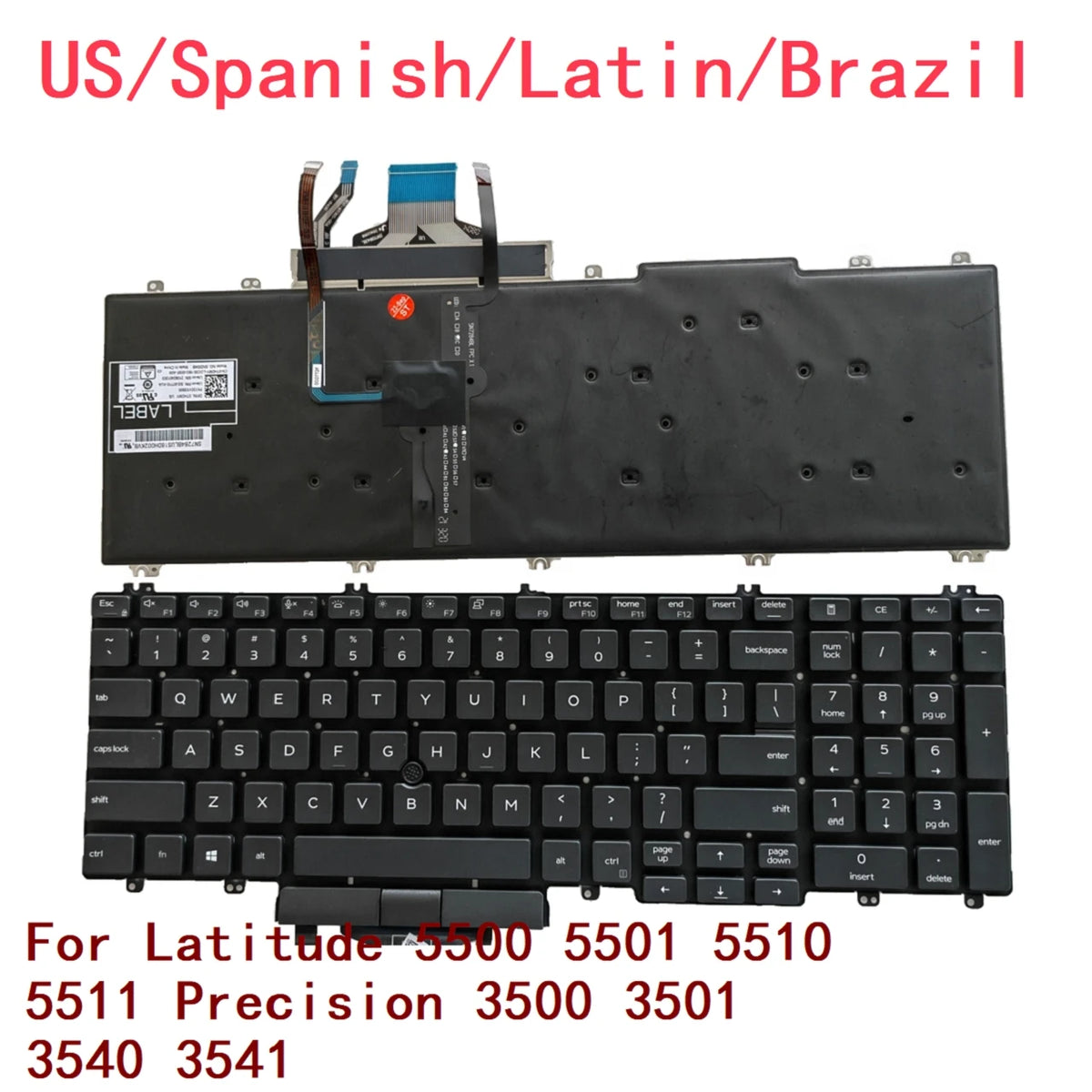 New US Spanish Latin Brazil Laptop Backlit Keyboard For Dell Latitude 5500 5501 5510 5511 Precision 3500 3501 3540 3541 0XPYPVDell laptop repair parts