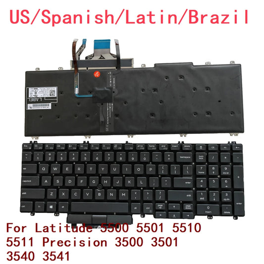 New US Spanish Latin Brazil Laptop Backlit Keyboard For Dell Latitude 5500 5501 5510 5511 Precision 3500 3501 3540 3541 0XPYPVDell laptop repair parts