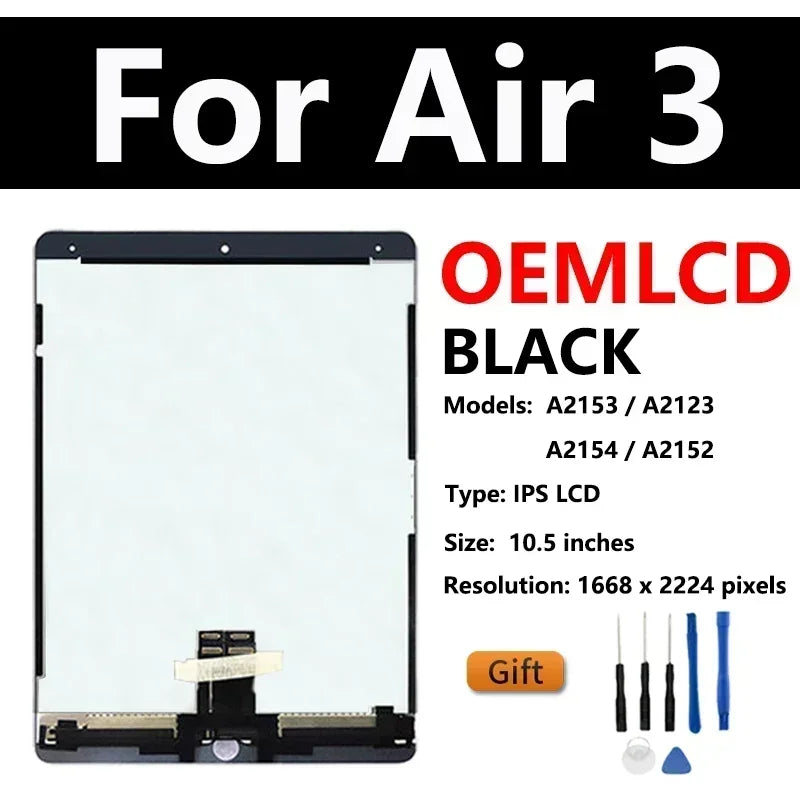 OEM LCD For Apple iPad Pro 10.5 1st 2nd 2017 A1701 A1709 A1852 iPad Air 2019 A2153 A2123 A2154 Display Touch Screen Assembly  iPad repair parts