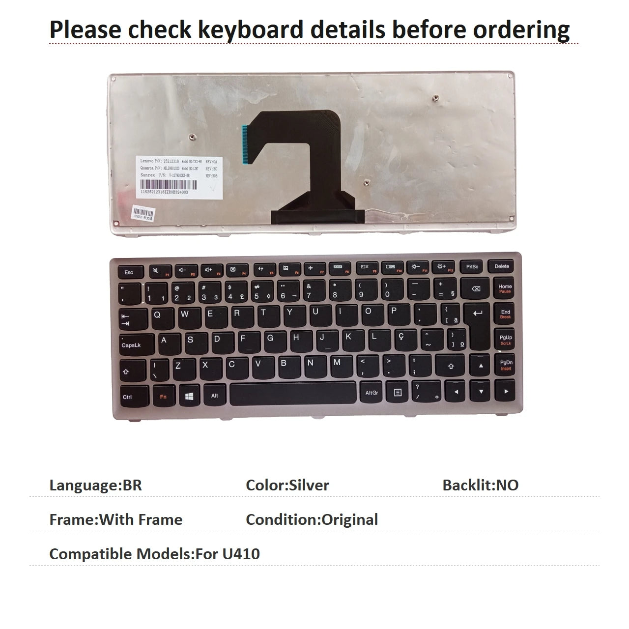 New US Russian Spanish Latin Brazil Language  Keyboard For Lenovo U410 Notebook PC Replacement Keyboard Lenovo laptop repair parts