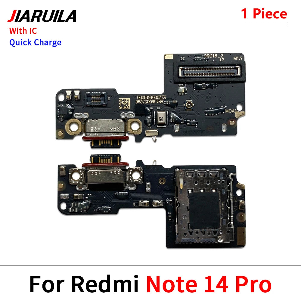 USB Charging Port Board Flex Cable Connector For Xiaomi Redmi Note 14 Pro Plus 4G 5G / Redmi 14C 14R Microphone Module Xiaomi  Xiao mi phone repair parts