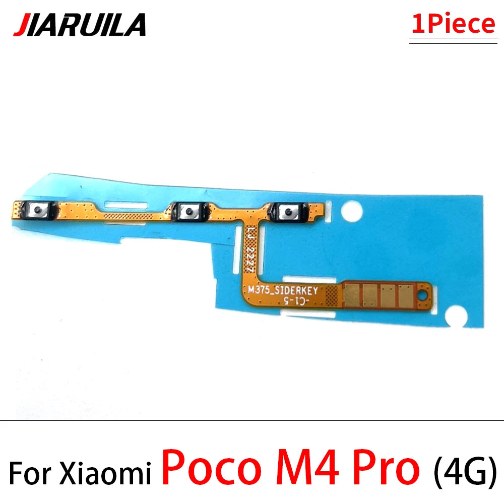 10Pcs, Power On Off Volume Side Button Key Flex Cable For Xiaomi Poco F4 F5 M3 M4 X3 X4 X5 X6 Pro 4G 5G GT Xiaomi  Xiao mi phone repair parts