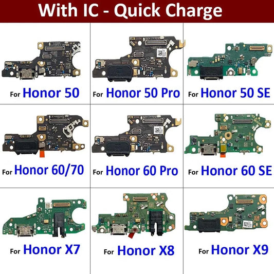 New For Huawei Honor 50 60 70 Pro Se lite X7 X7A X8 X8A X9 5G USB Charge Port Jack Dock Connector Charging Board Flex Cable Huawei phone repair parts