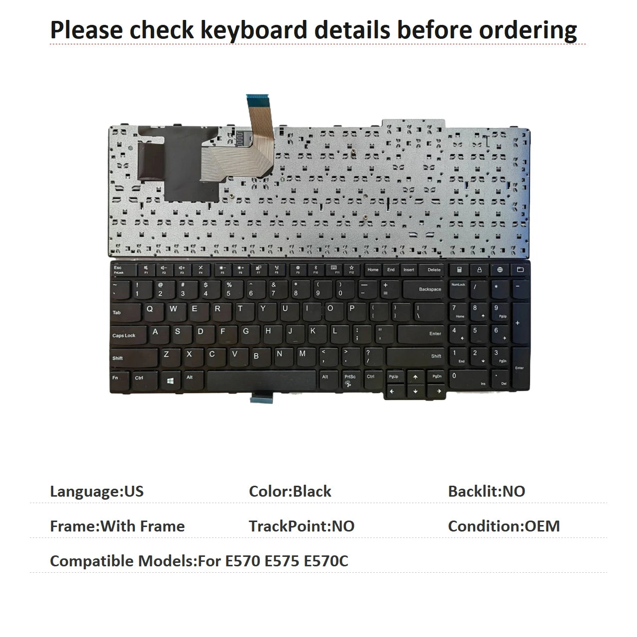 New US Russian Spanish Latin Brazil Laptop Keyboard For Lenovo Thinkpad E570 E575 E570C Notebook PC Replacement Lenovo laptop repair parts