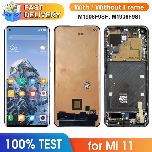 AMOLED Display Screen for Xiaomi Mi 11 M2011K2C M2011K2G Lcd Display Digital Touch Screen With Frame Replacement for Mi 11 Mi11 Xiaomi phone repair parts
