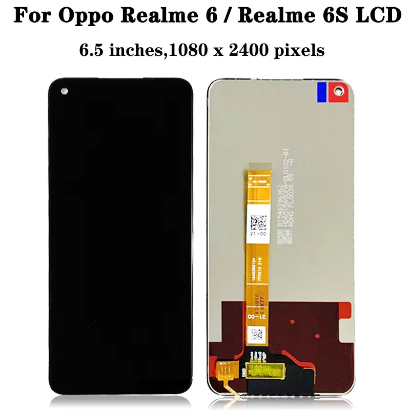 6.5" Tested Display For Oppo Realme 6 RMX2001 Lcd Display Touch Screen Digitizer Assembly with Frame For Realme 6s RMX2002 LCD  Oppo phone repair parts