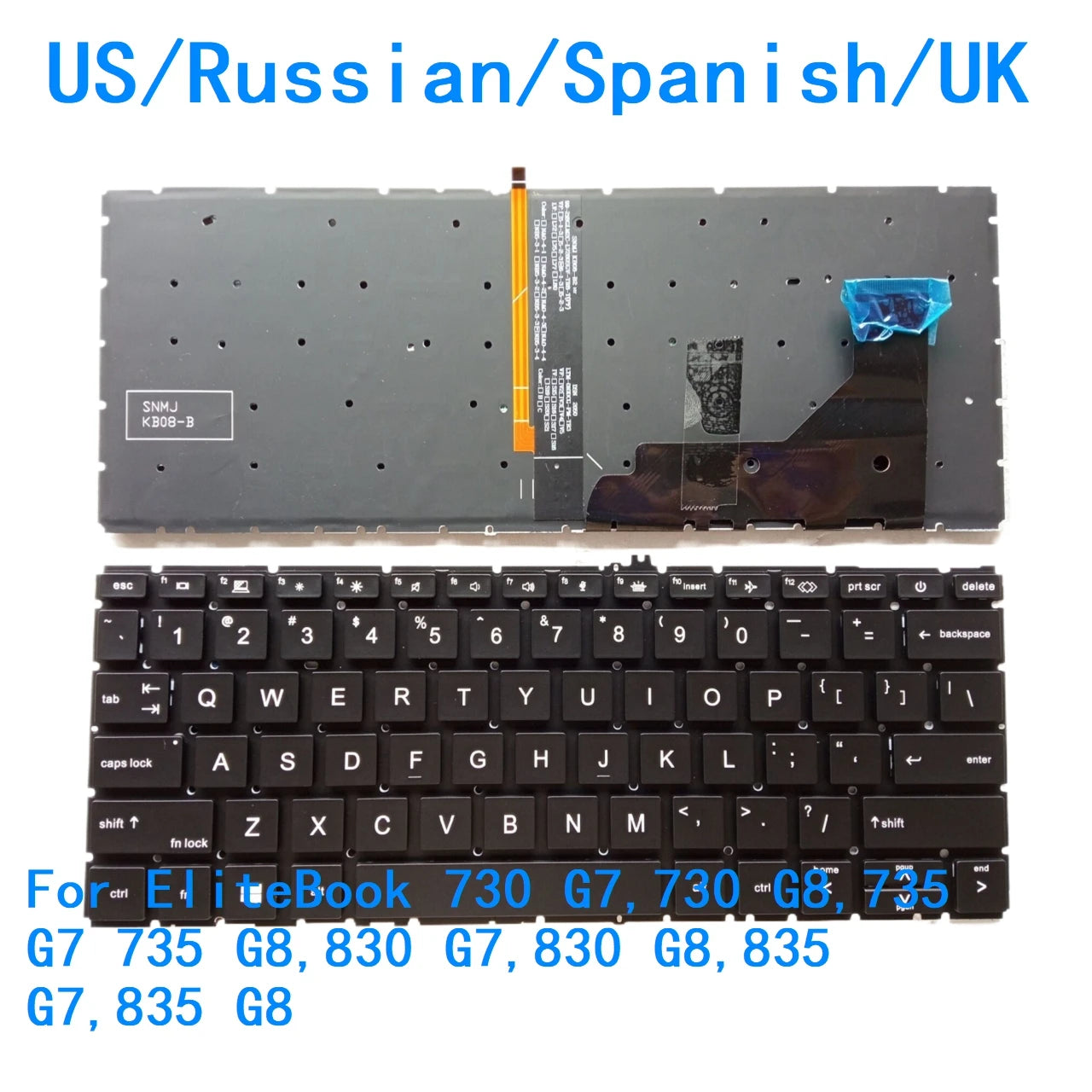 New US Russian Spanish UK Language  Backlit Keyboard For HP EliteBook 730 G7,730 G8,735 G7 735 G8,830 G7,830 G8,835 G7,835 G8  HP laptop repair parts