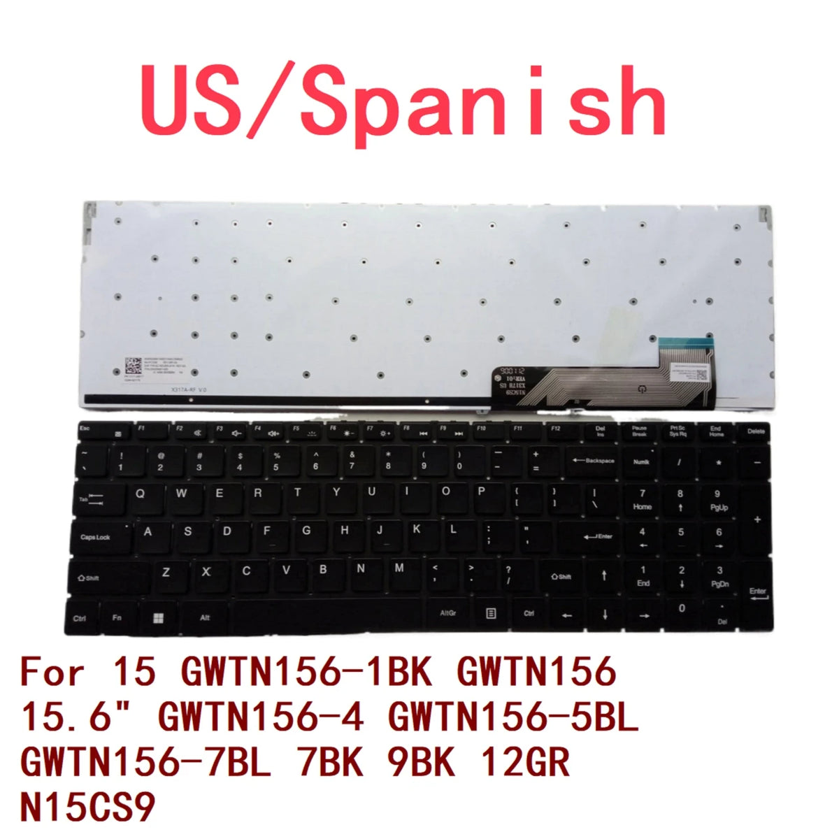 New US Spanish Backlit Keyboard For Gateway 15 GWTN156-1BK GWTN156 15.6" GWTN156-4 GWTN156-5BL GWTN156-7BL 7BK 9BK 12GR N15CS9