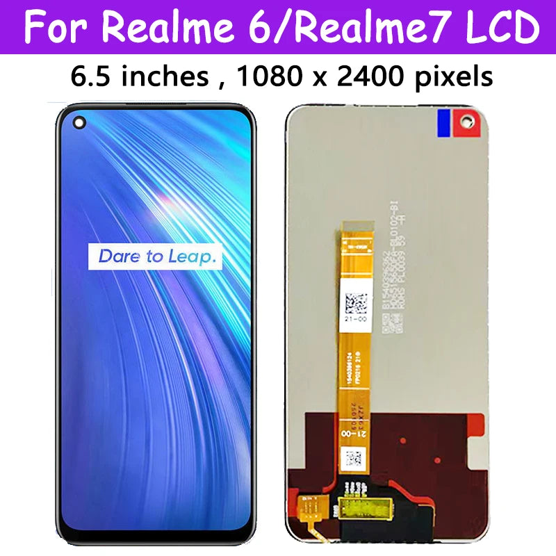 6.5”inch  realme 7 RMX2155 LCD Display For Oppo Realme 6 RMX2001 LCD Display Touch Screen Digitizer Assembly Replacement Oppo phone repair parts Realme phone repair parts