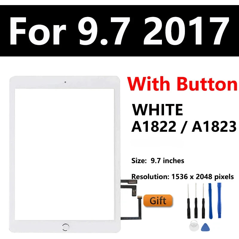 Touch Screen For Apple iPad 5 6 5th 6th A1822 A1893 iPad 9.7 2017 2018 iPad Air 1 2 A1474 A1566 Digitizer Front Glass Display  iPad repair parts