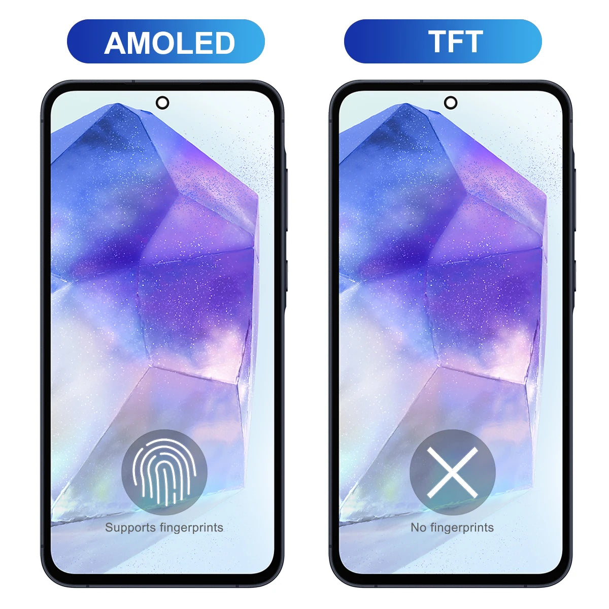 AMOLED A55 A556B A556B/DS Screen Assembly for Samsung Galaxy A55 LCD Display Digital Touch Screen with Frame Replacement Samsung phone repair parts