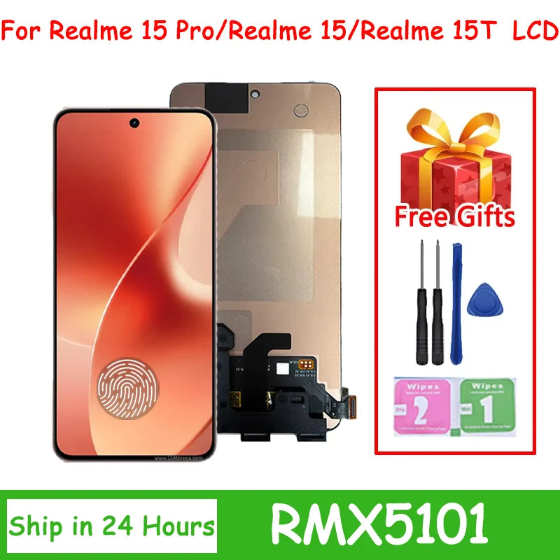 AMOLED For Realme 15 Pro RMX5101 Lcd Display Screen Touch Digitizer for Realme 15 RMX5106 LCD 15T Display With Fingerprint Oppo phone repair parts Realme phone repair parts