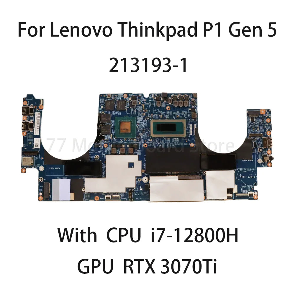 Laptop Motherboard For Lenovo Thinkpad P1 Gen 5 With CPU i7 12800H RTX 3070Ti  Motherboard 213193-1 Lenovo laptop repair parts