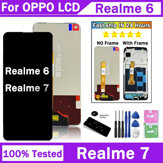 6.5”inch  realme 7 RMX2155 LCD Display For Oppo Realme 6 RMX2001 LCD Display Touch Screen Digitizer Assembly Replacement Oppo phone repair parts Realme phone repair parts