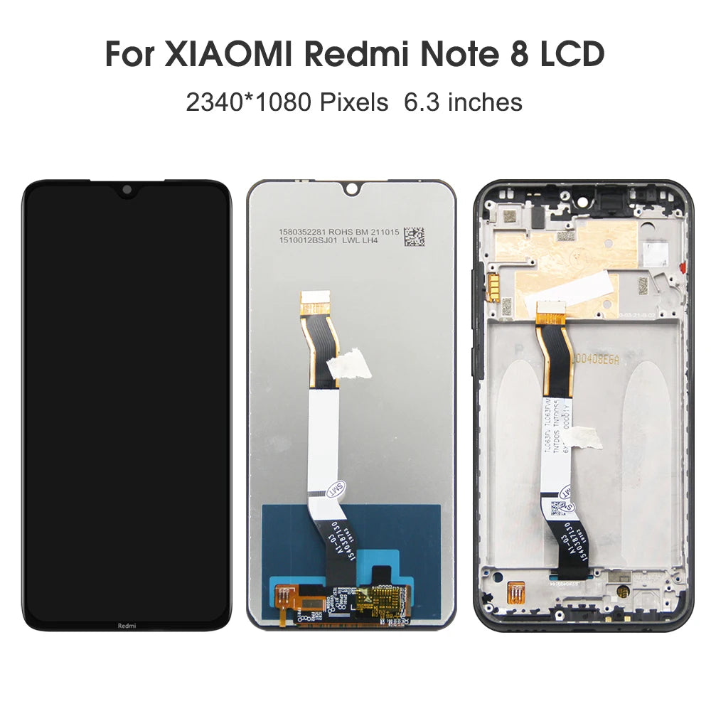 for Xiaomi Redmi Note 8 Lcd Screen Display Digital Touch Screen with Frame for Redmi Note 8 M1908C3JH M1908C3JG Replacement Xiaomi phone repair parts