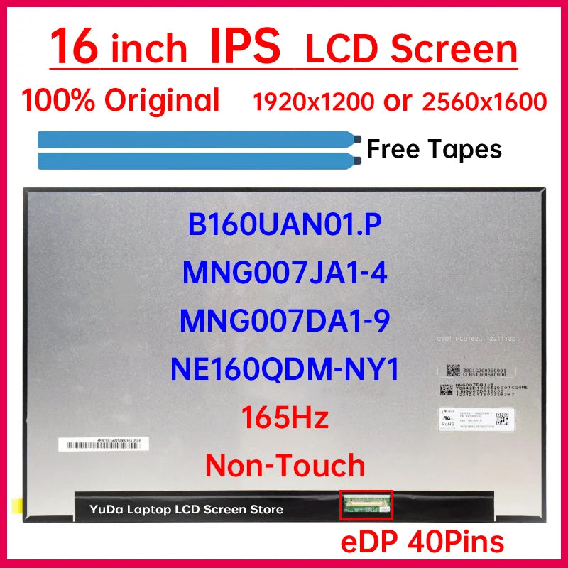 16" LCD Screen MNG007JA1-4 B160UAN01.P NE160QDM-NY1 MNG007DA1-9 For Lenovo IdeaPad Gaming 3 16IAH7 3 16ARH7 Display Matrix Panel Lenovo laptop repair parts
