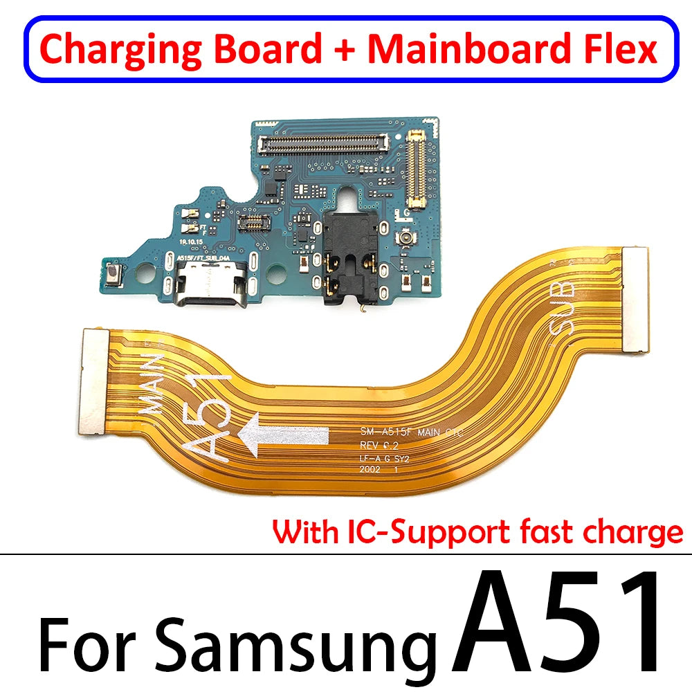 10Pcs USB Charging Board Port Connector Main Board Flex Cable For Samsung A10 A20 A30 A50 A70 A10s A20s A21s A30s A50s A31 A51 Samsung phone repair parts