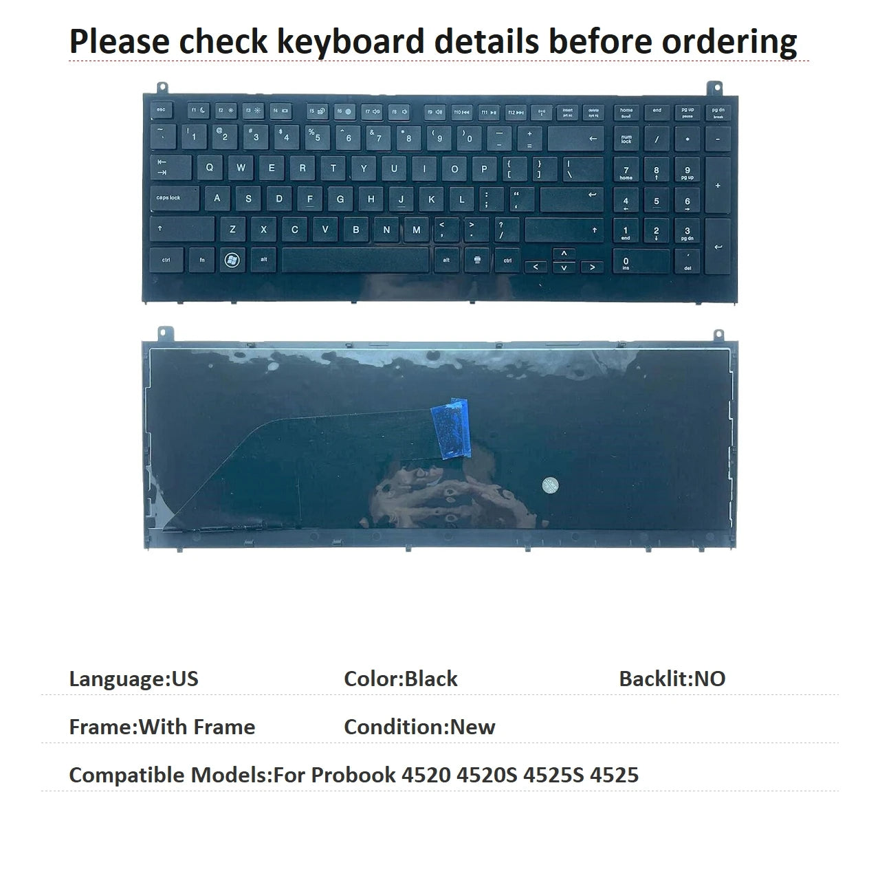 New US Russian Language  Keyboard For HP Probook 4520 4520S 4525S 4525 Notebook PC Replacement Keyboard  HP laptop repair parts