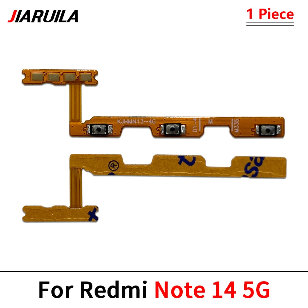 10Pcs, Volume Button Power Switch On Off Button Flex Cable For Xiaomi Redmi Note 13 14 15 Pro Plus 4G 5G Xiaomi  Xiao mi phone repair parts