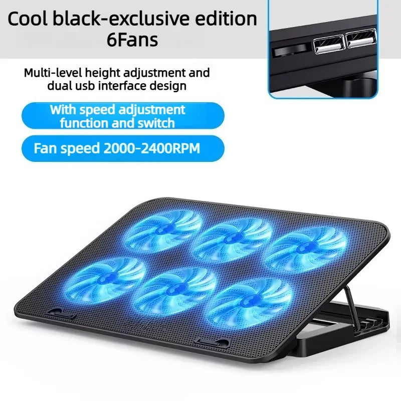 Dual USB 4000RPM 14"-17.3" 12quiet fans Ice Notebook laptop Gaming Cooling Stand Foldable Variable speed Cooler LED Light Fan