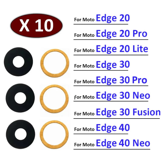 10Pcs, Camera Glass For Motorola Moto Edge 20 30 40 Pro Lite Neo Fusion Rear Back Camera glass Lens With Glue Adhesive Motorola phone repair parts