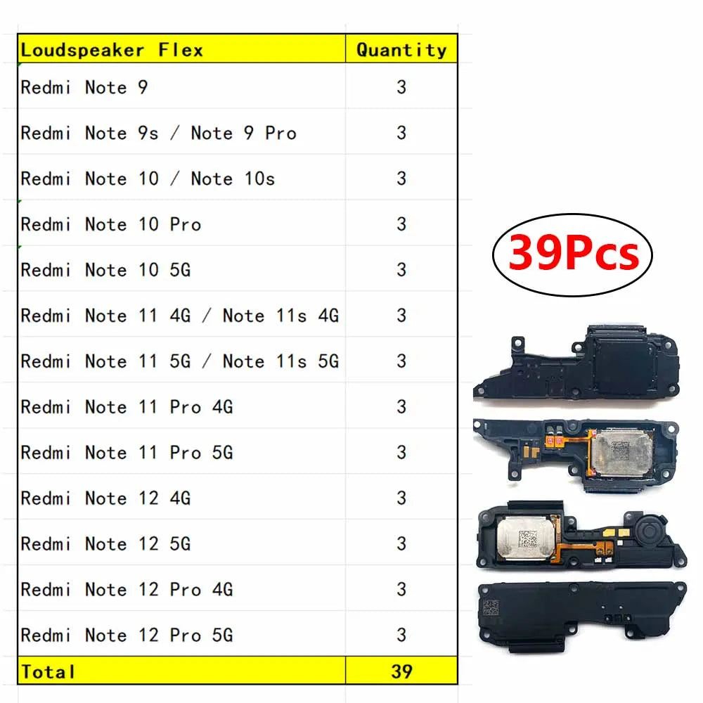 26Pcs, Loud Speaker Buzzer Ringer For Xiaomi Redmi Note 9 9s 10 10s 11 11s 12 Pro 4G 5G Loudspeaker Accessories  Xiaomi  Xiao mi phone repair parts
