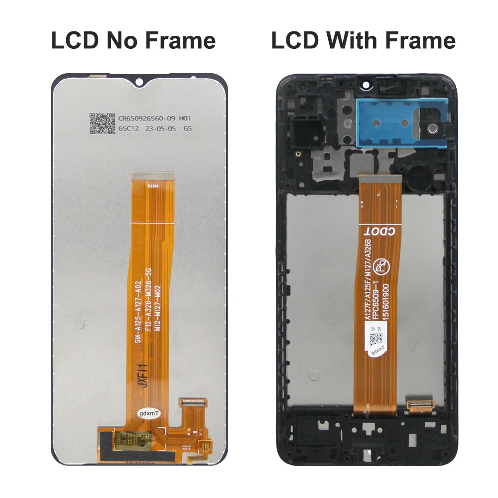 6.5'' A12 Display Screen with Frame, for Samsung Galaxy A12 A125 A125F Lcd Display Touch Screen Digitizer Assembly Replacement Samsung phone repair parts