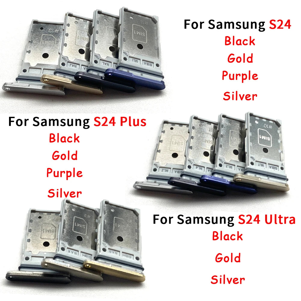 10Pcs, Micro Nano Dual SIM Card Holder Tray Slot Holder Adapter Socket For Samsung S23 S24 Plus Ultra 5G Samsung phone repair parts