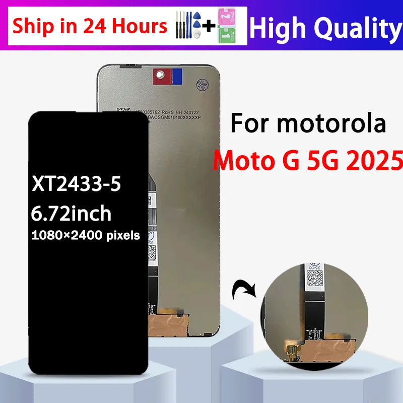 G 5G 2025 XT2513V, T2513-1 Display Screen For Motorola Moto G 2025 LCD Display Touch Screen Digitizer  Assembly With Frame Motorola phone repair parts