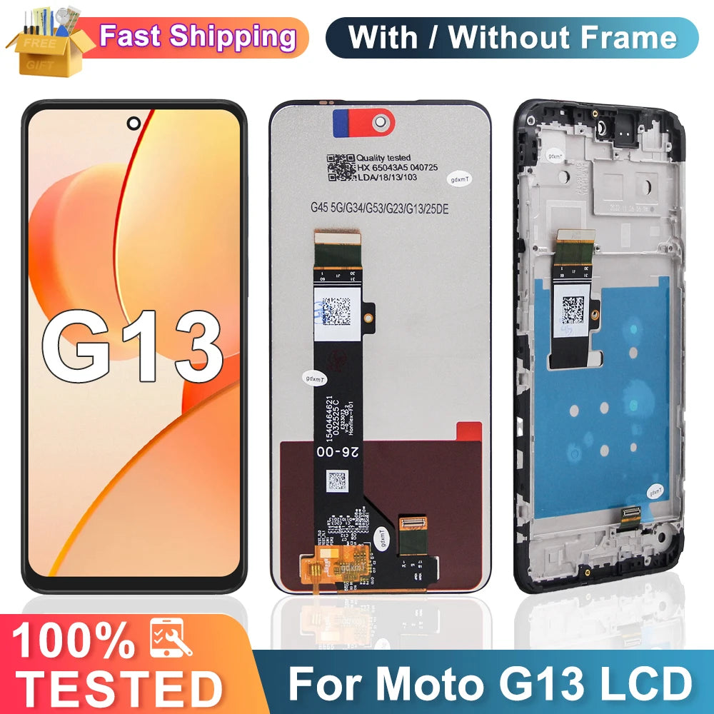 LCD for Motorola Moto G13 LCD Display Touch Screen Digitizer for Moto G13 XT2331 XT2331-1 XT2331-2 with Frame Screen Replacement Motorola phone repair parts