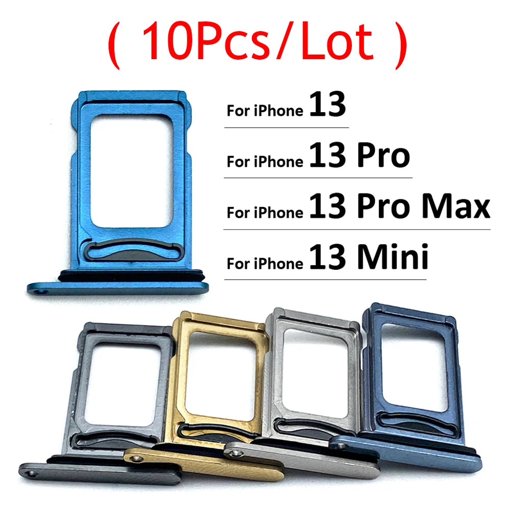 10Pcs New For iPhone 13 Pro 13Pro Max Mini Dual SIM Card Tray Slot Holder Adapter Accessories iPhone phone repair parts