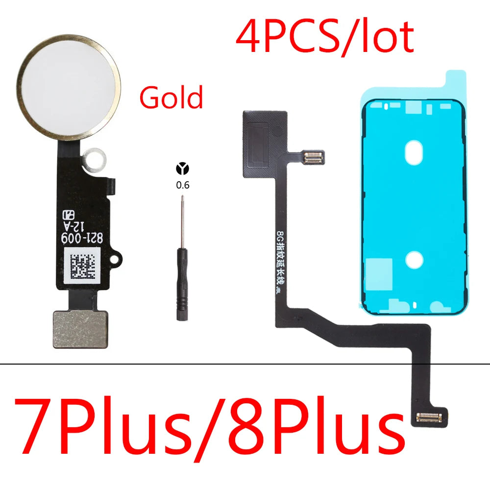 1set For iPhone 7 8 Plus Waterproof+ Universal Home Button + Home Touch ID Return Fingerprint Button Motherboard Connector Flex iPhone phone repair parts