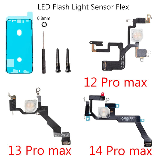 1set Flash Light Power Volume FlashLight Flex Cable For iPhone 12 13 14 15 Pro Max Mini Plus With Sticker iPhone phone repair parts