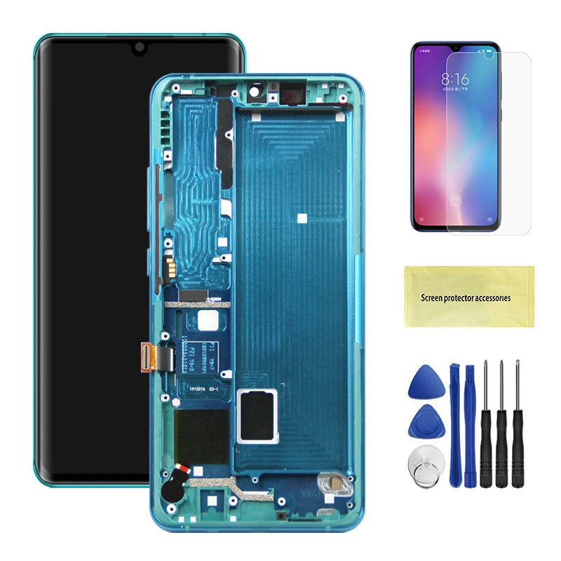 Super AMOLED for Xiaomi Mi Note 10 Lite Lcd Display Digital Touch Screen With Frame for Mi Note 10 Lite M2002F4LG M1910F4G Xiaomi phone repair parts