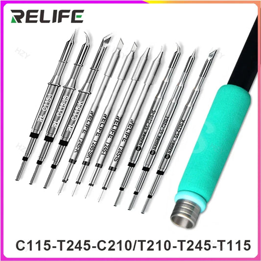 RELIFE Super Fine C210 T245 C245 Soldering Tip C210 C115 Soldering Iron Tip for GVM T210 GVM T115 Professional Soldering Station Professional Repair Tools