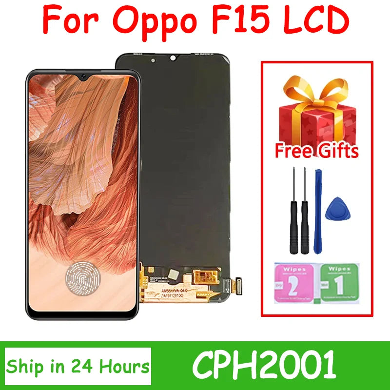 6.4' 100% Tested For Oppo F15 LCD Display Screen Touch Panel Digitizer Assembly For Oppo F15 LCD CPH2001 Screen Oppo phone repair parts Realme phone repair parts
