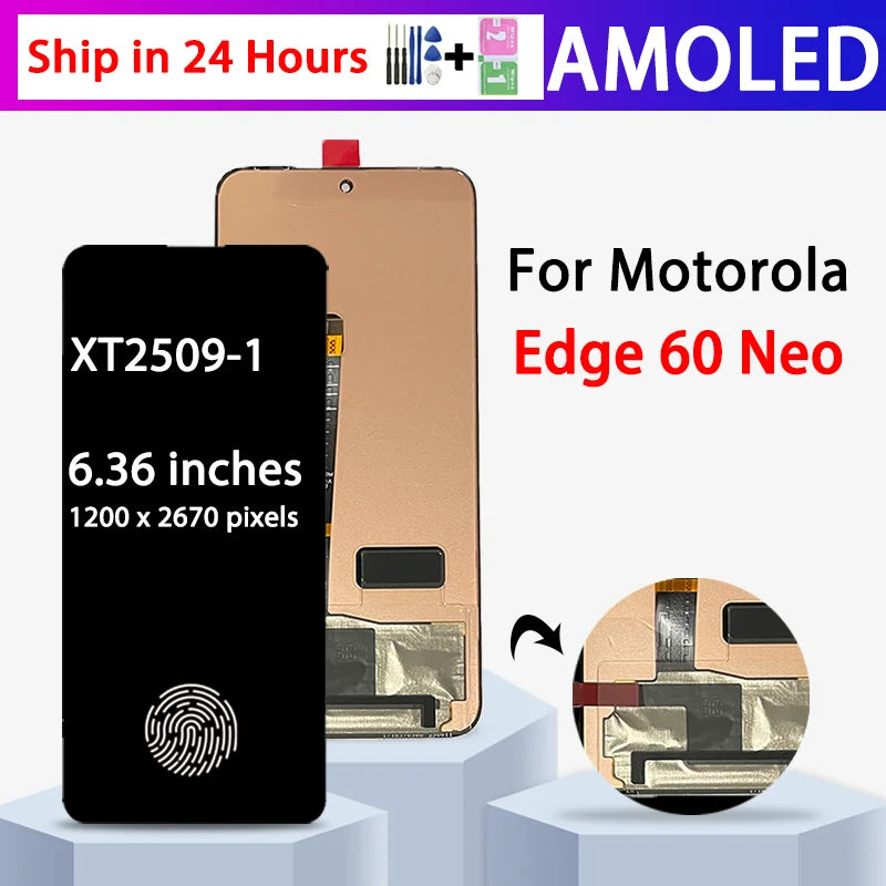 6.36''New AMOLED For Motorola Edge 60 Neo LCD XT2509-1 Display Touch Screen Digitizer Assembly For Moto Edge60 Neo LCD Motorola phone repair parts